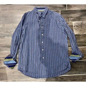 ROBERT GRAHAM LNG-SLV BLUE STRIPED BUTTON-UP SHIRT, SZ XL